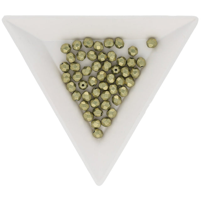 Fire polished 4 mm Glasperlen - Saturated Metallic Limelight - PerlineBeads