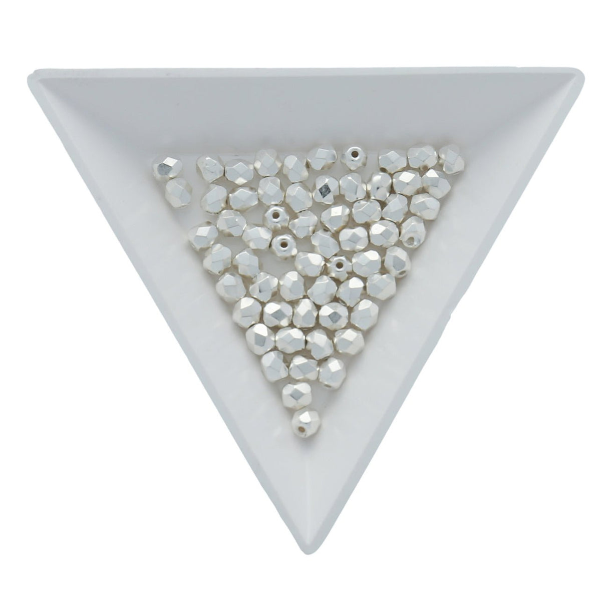 Fire polished 4 mm Glasperlen - Silver Plate - PerlineBeads