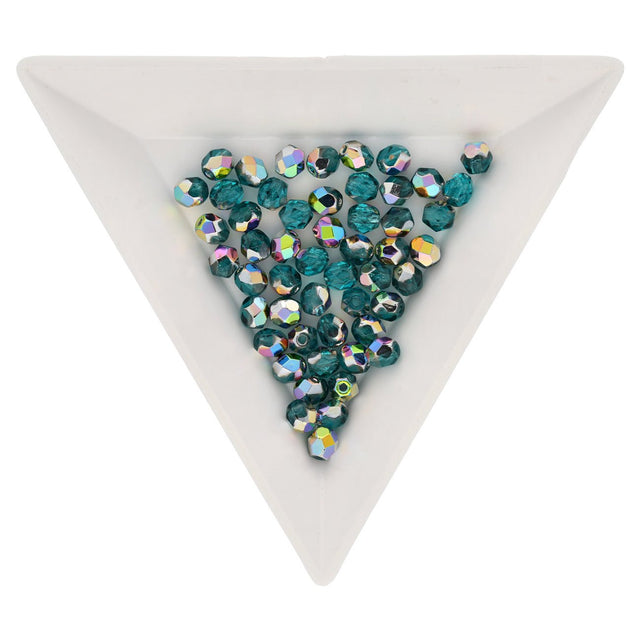 Fire polished 4 mm Glasperlen - Teal - Vitral - PerlineBeads