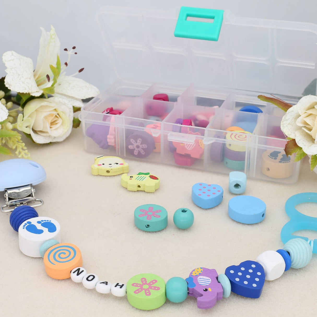 Gefärbte Holzperlen, gemischte Formen (93 Stk.) - PerlineBeads