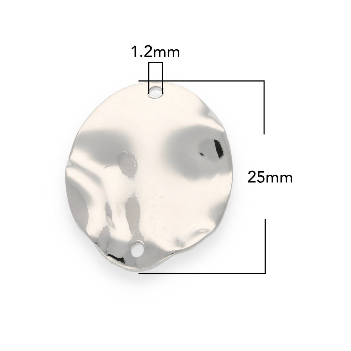 Gehämmertes ovales Verbindungselement - 25 x 20 mm - Silberfarbig - PerlineBeads