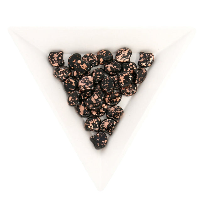 Ginko Leaf Bead - Copper Splash - Jet - PerlineBeads