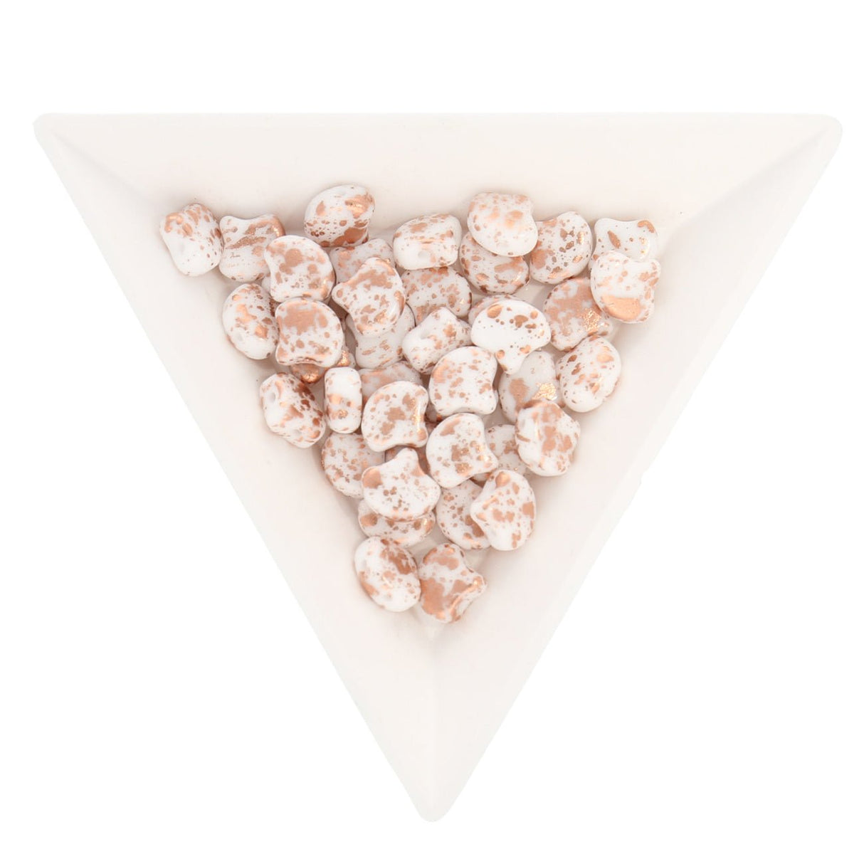 Ginko Leaf Bead - Copper Splash - White - PerlineBeads