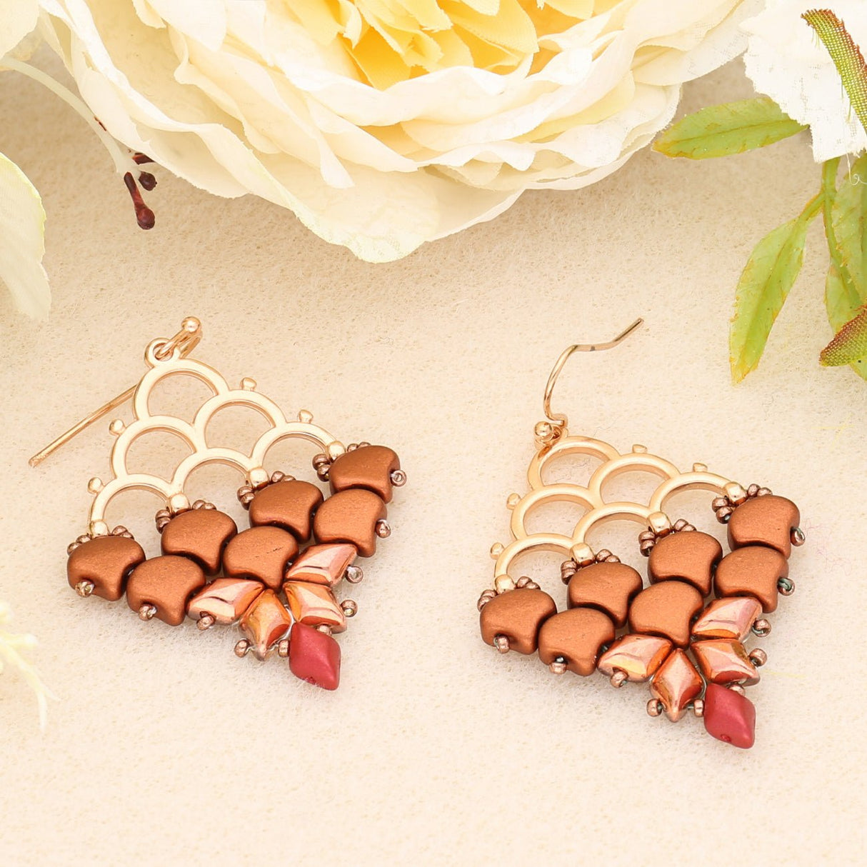 Ginko Leaf Bead - Matte - Metallic Bronze Copper - PerlineBeads