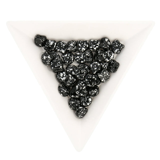 Ginko Leaf Bead - Silver Splash - Jet - PerlineBeads