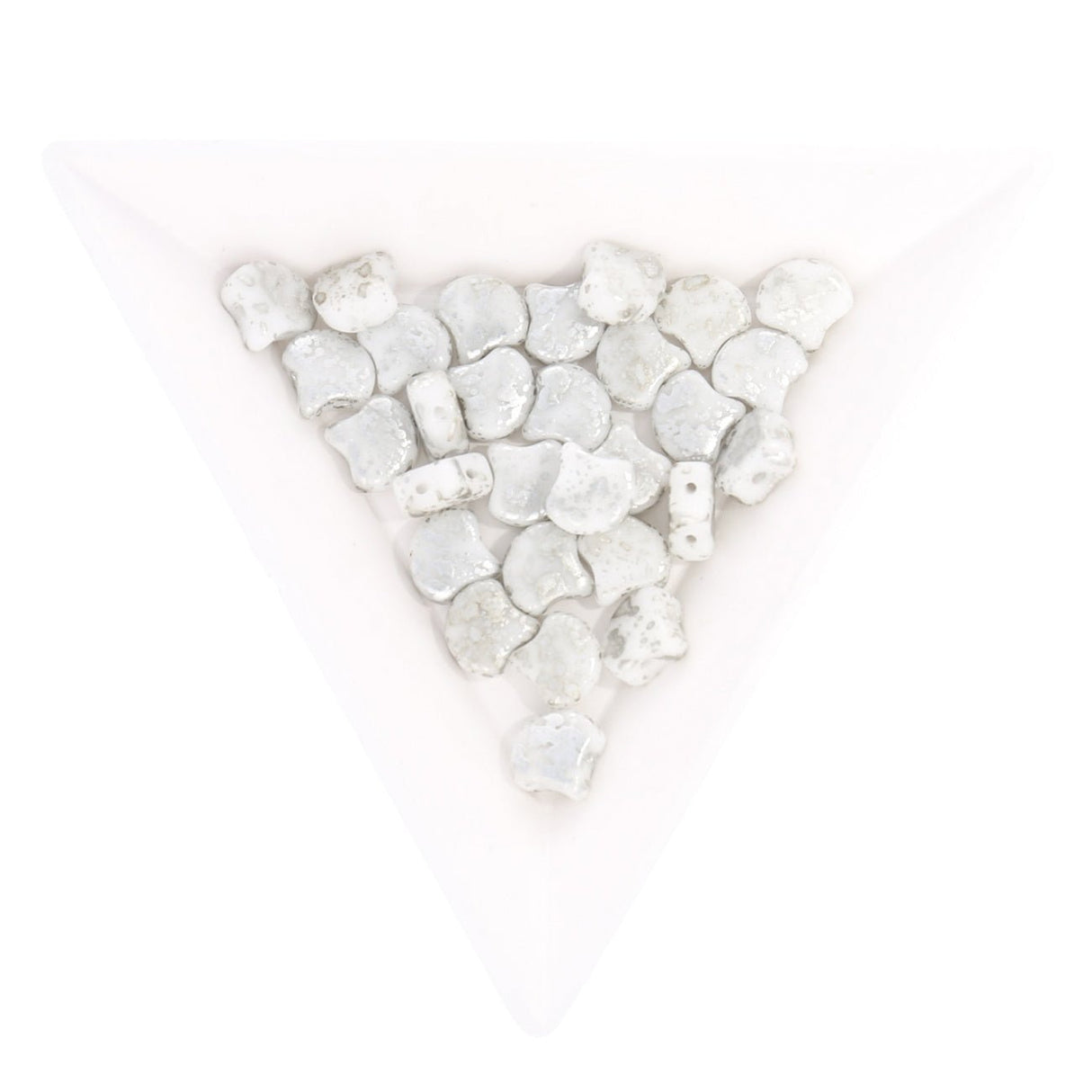 Ginko Leaf Bead - Silver Splash - White - PerlineBeads