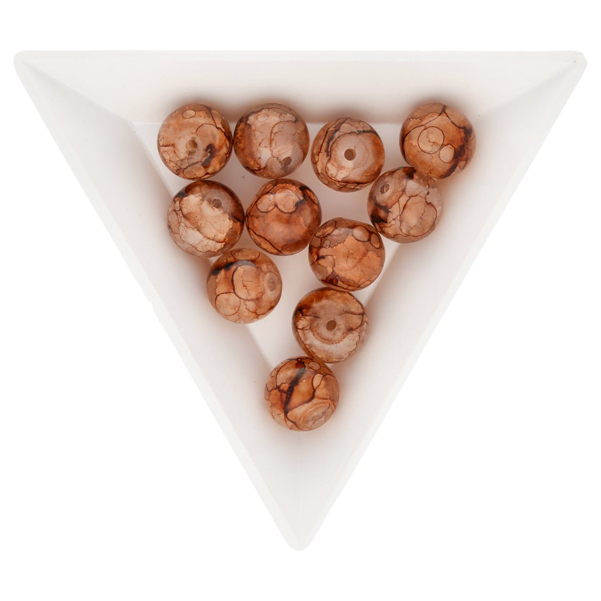 Glasperle rund - 10 mm - Craquelé Effekt - Brown - PerlineBeads