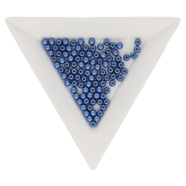 Glasperlen rund - 3 mm - Saturated Metallic Navy Peony - PerlineBeads