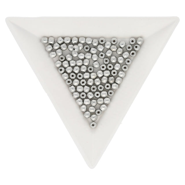 Glasperlen rund - 3 mm - Silver - PerlineBeads