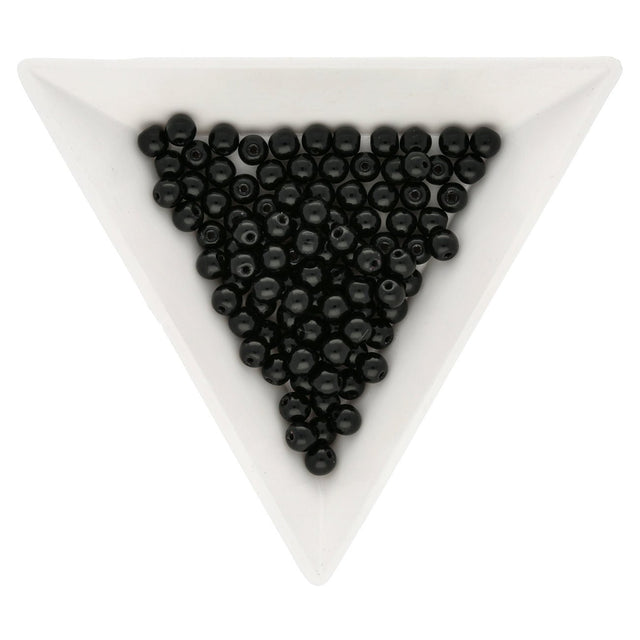Glasperlen rund - 4 mm - Jet - PerlineBeads