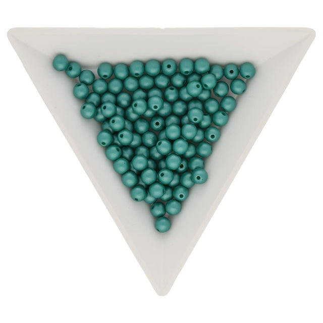 Glasperlen rund - 4 mm - Powdery Teal - PerlineBeads