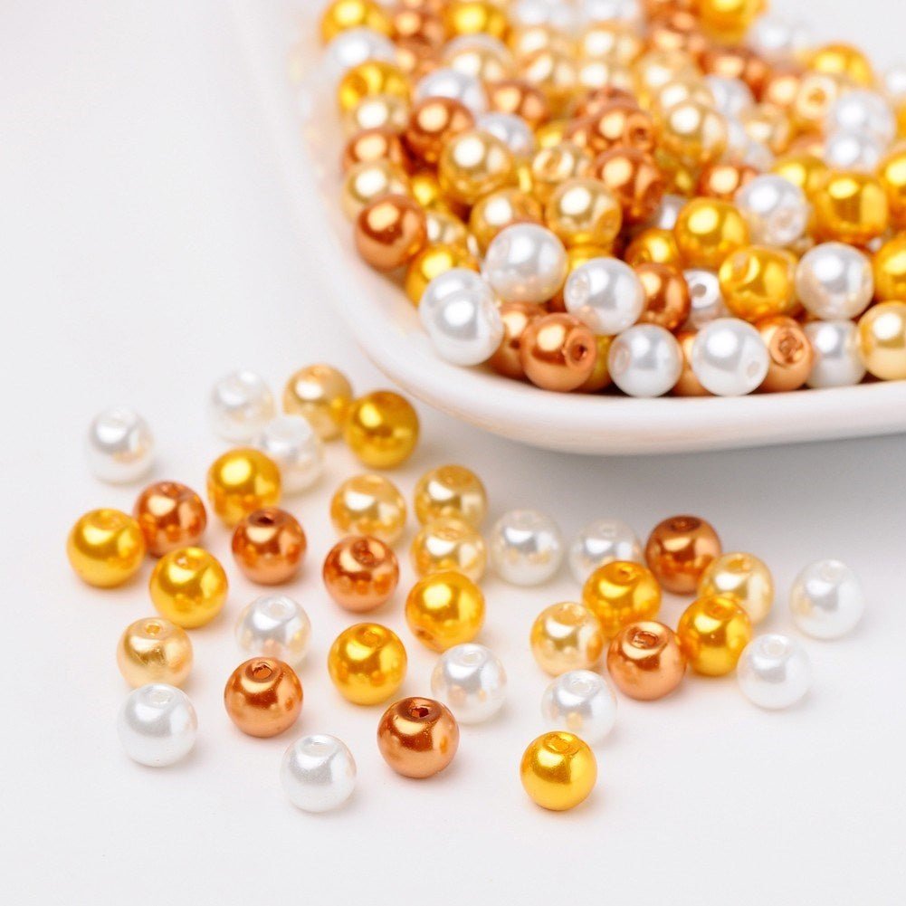 Glasperlen rund - 6 mm - Caramel Mix - PerlineBeads