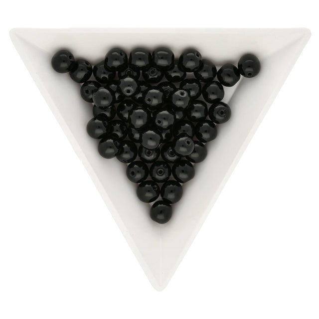 Glasperlen rund - 6 mm - Jet - PerlineBeads