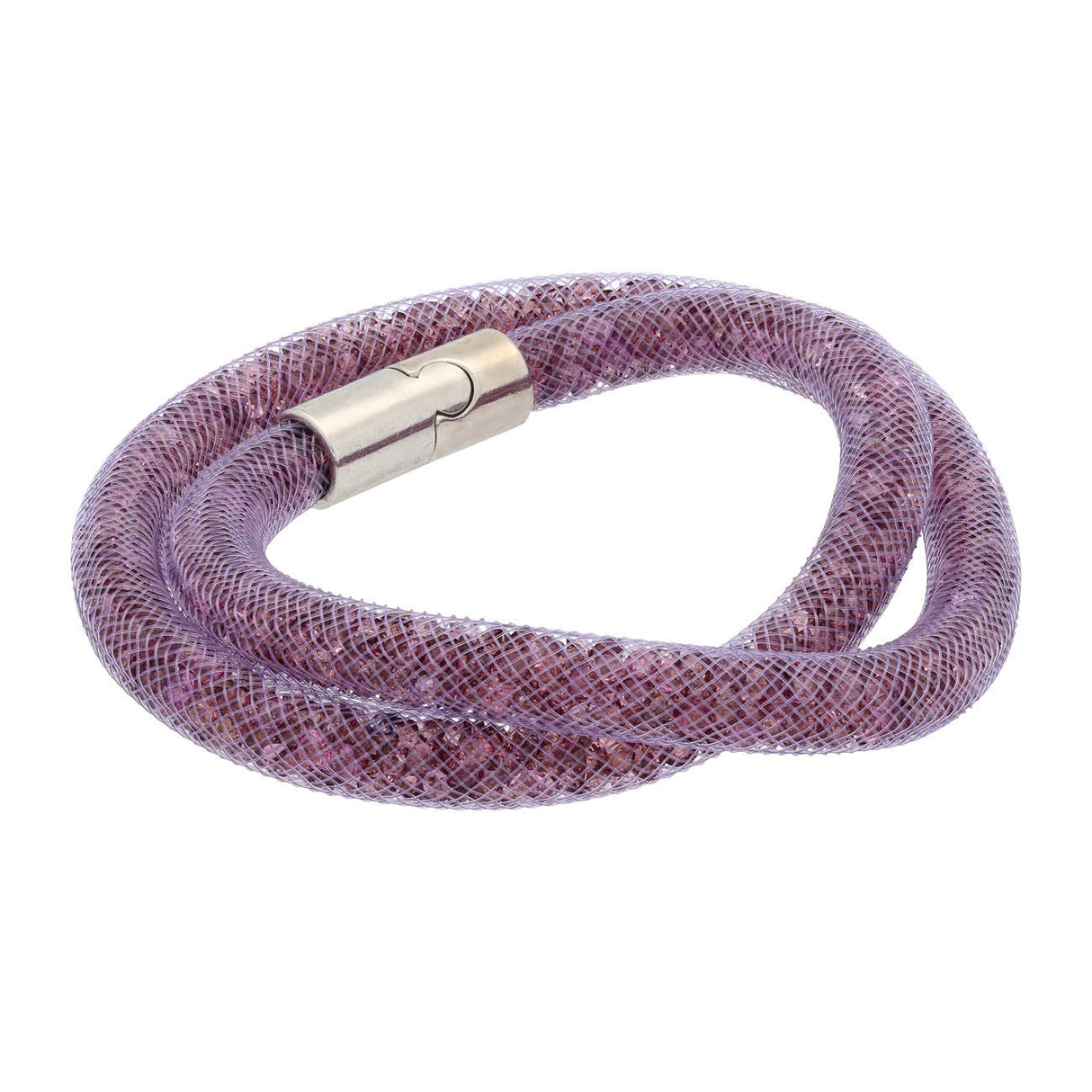 Halskette, röhrenförmig mit funkelnden Kristallen – Farbe Amethyst - PerlineBeads