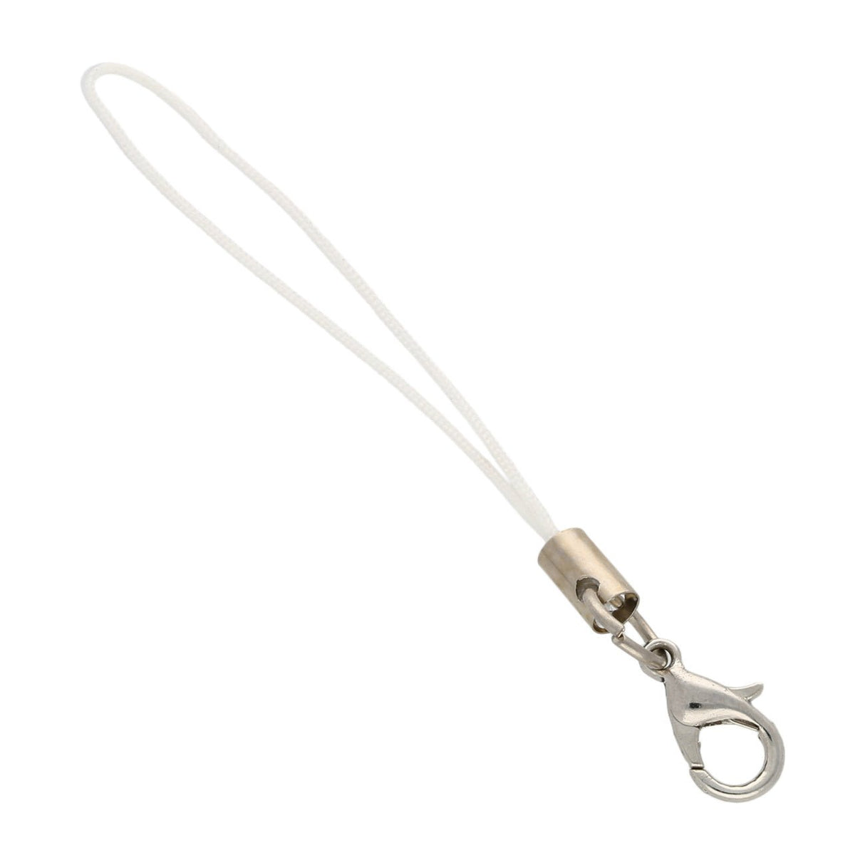 Handy Anhängerschlaufe mit Karabiner - weiss/Silber - PerlineBeads