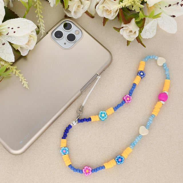 Handy Anhängerschlaufe mit Karabiner - weiss/Silber - PerlineBeads