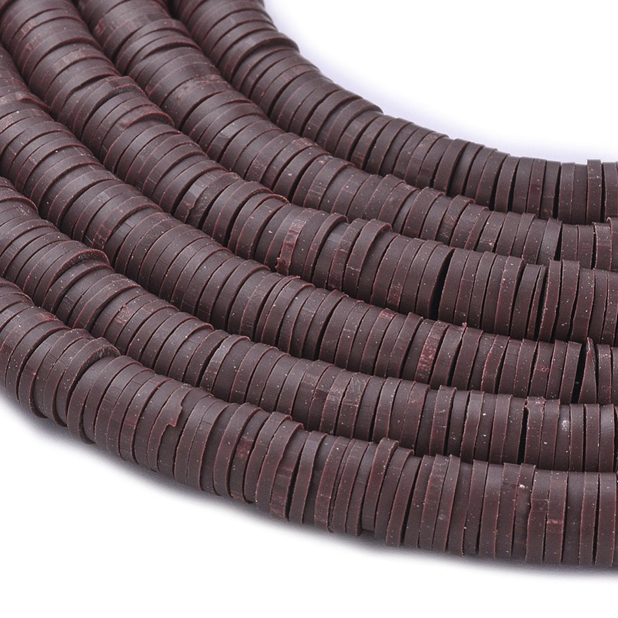 Heishi-Perlen aus Polymerpaste 6 mm – Saddle Brown - PerlineBeads