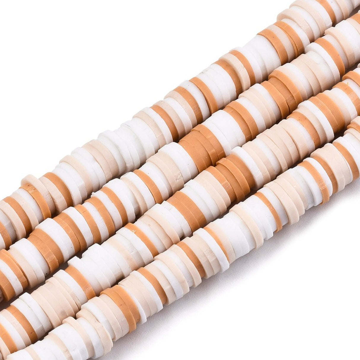 Heishi-Perlen aus Polymerpaste 6 mm – Sandy Brown Mix - PerlineBeads