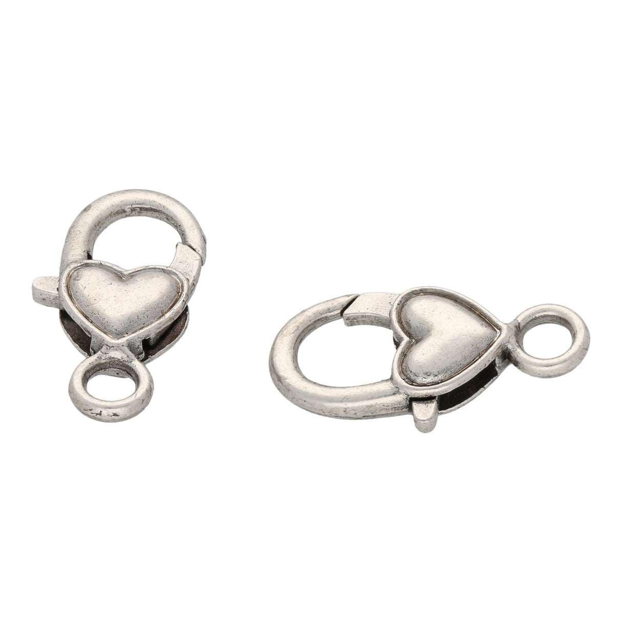 Karabinerverschluss mit Herz 27 mm – Farbe antik Silber - PerlineBeads