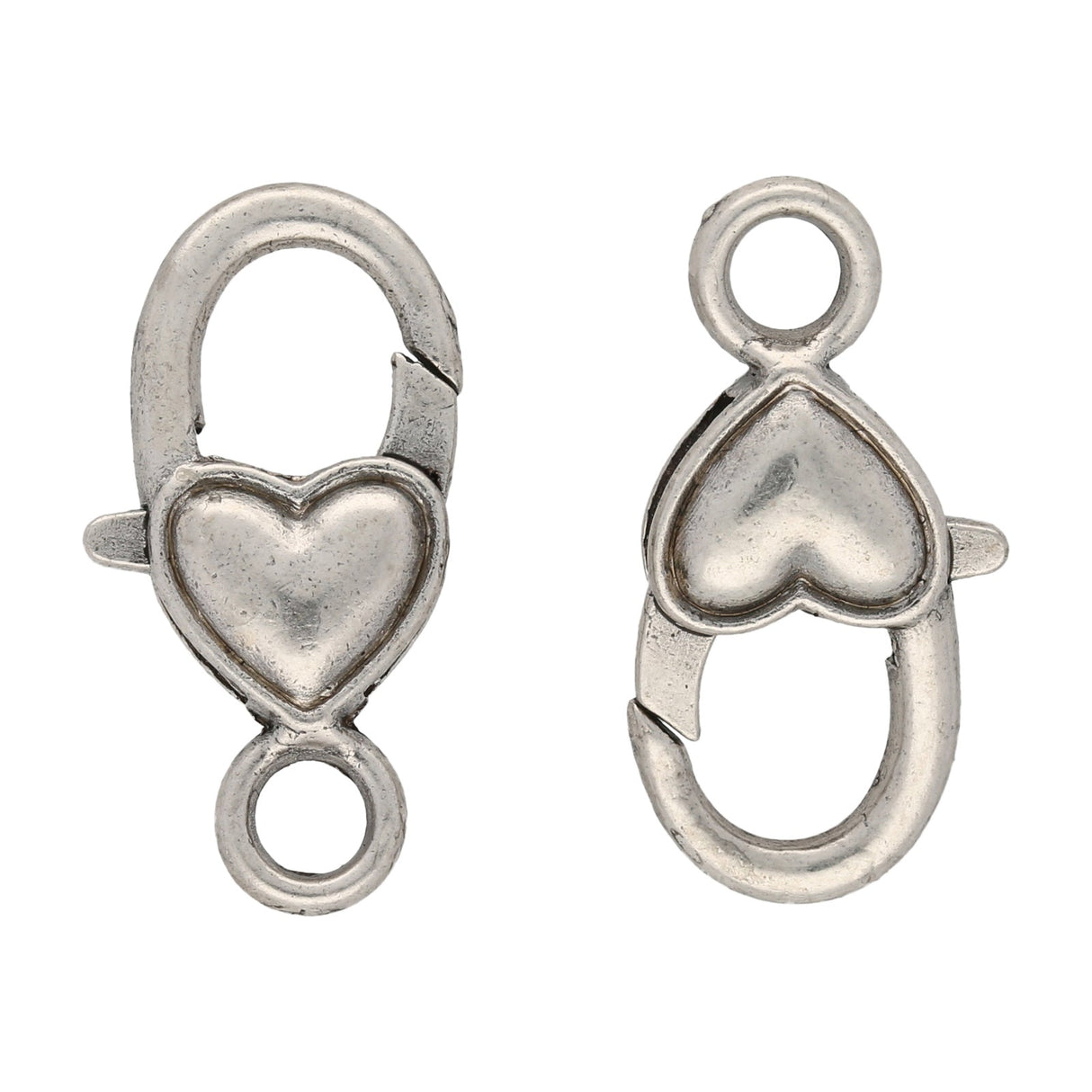Karabinerverschluss mit Herz 27 mm – Farbe antik Silber - PerlineBeads
