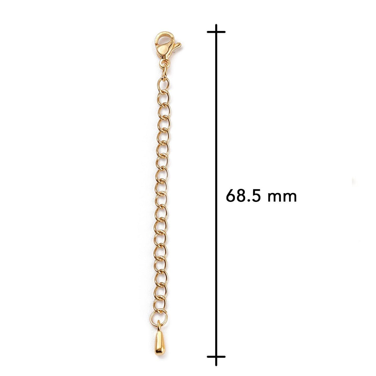 Karabinerverschluss mit Verlängerung, Edelstahl - Gold - PerlineBeads