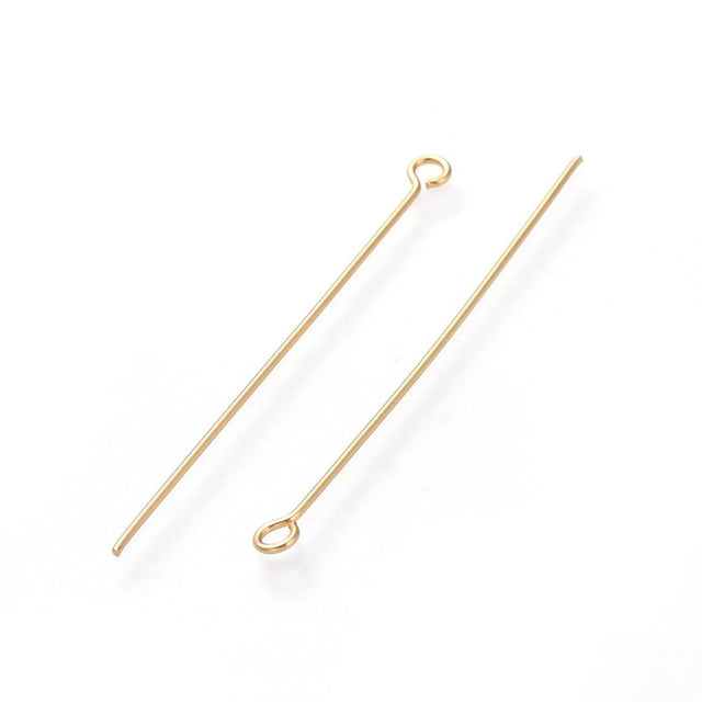 Kettelstift mit Öse 45 mm – Edelstahl, Farbe Gold - PerlineBeads