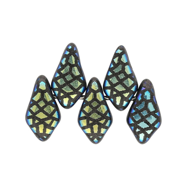 Kite Bead 9x5 mm - Jet Laser Cut - Snakeskin - PerlineBeads