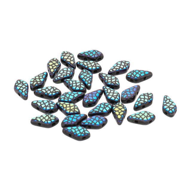 Kite Bead 9x5 mm - Jet Laser Cut - Snakeskin - PerlineBeads
