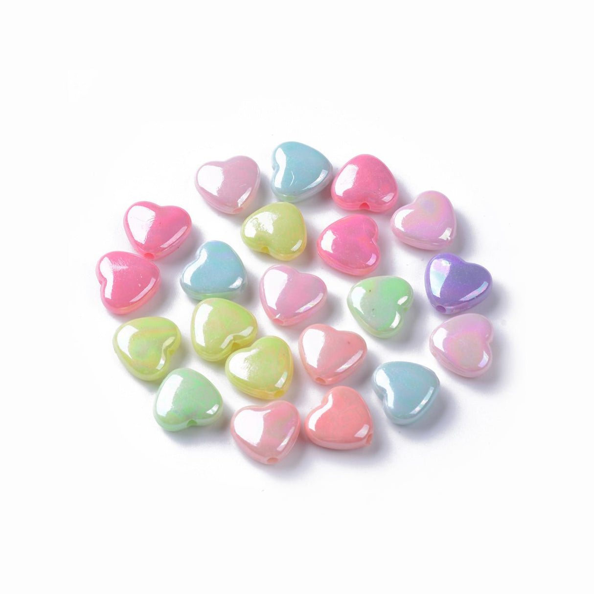 Kleine Acryl-Perlen Herzform – Farben-Mix - PerlineBeads