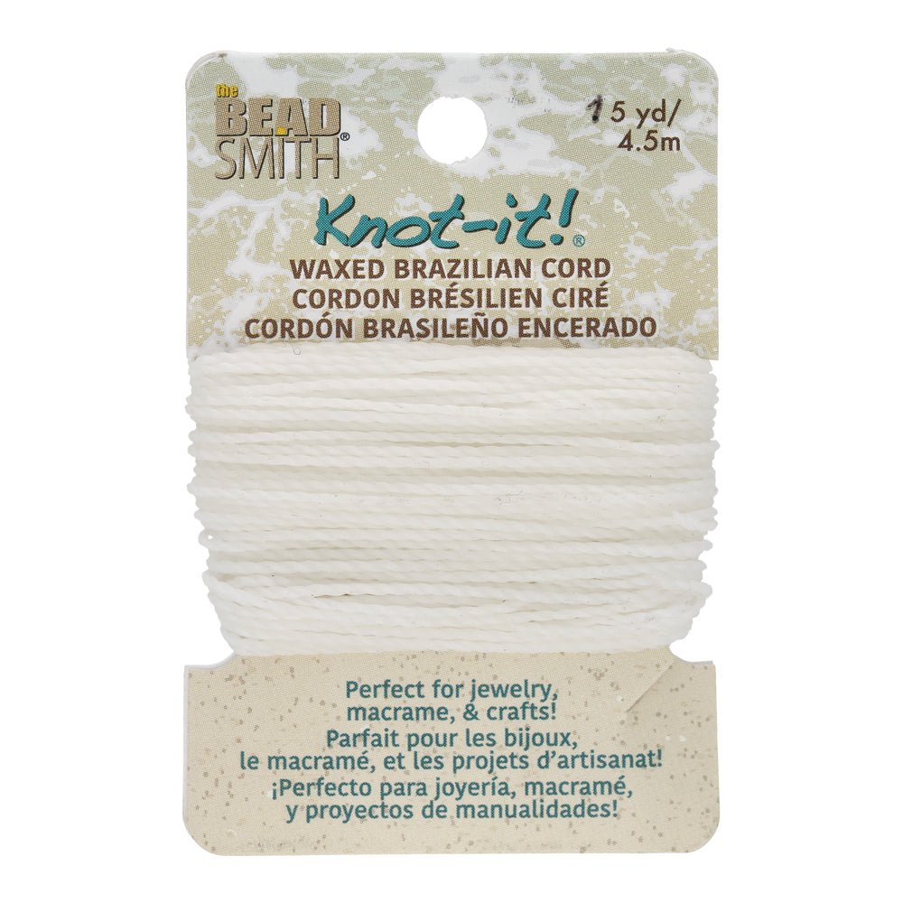 Knot-it! Gewachste brasilianische Kordel - White - PerlineBeads