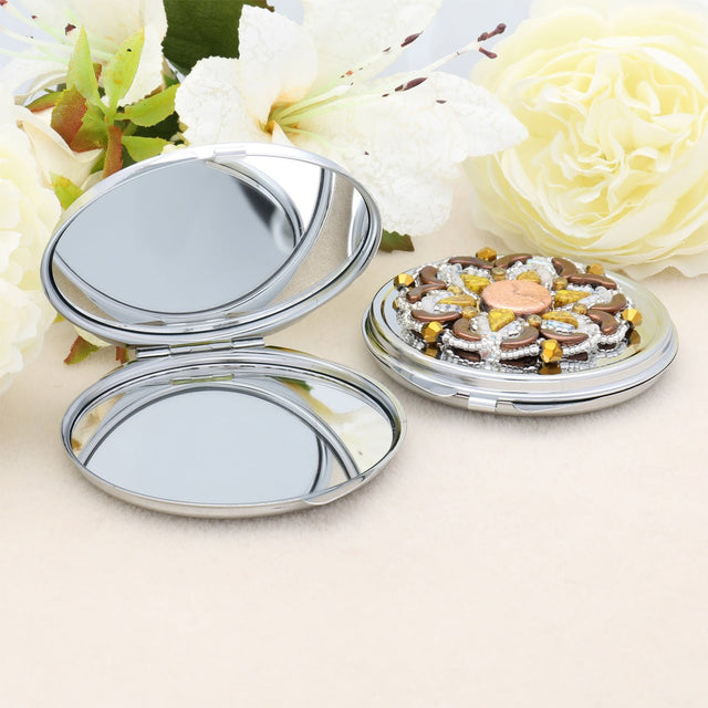 Kompakter Taschenspiegel Rund Doppelseitig - PerlineBeads