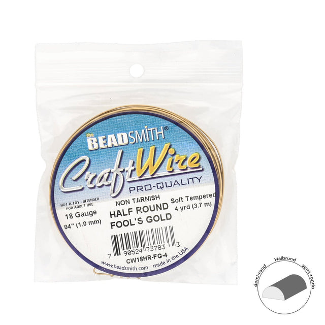 Kupferdraht Halbrund: Wire Elements™ – 18 Gauge – Fool’s Gold Tarnish Resistant - PerlineBeads