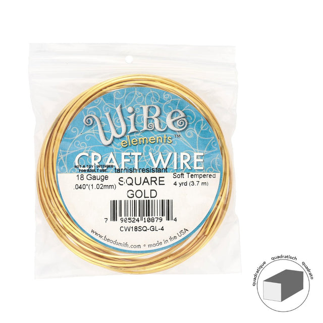 Kupferdraht Quadratisch: Wire Elements™ – 18 Gauge – Gold Tarnish Resistant - PerlineBeads