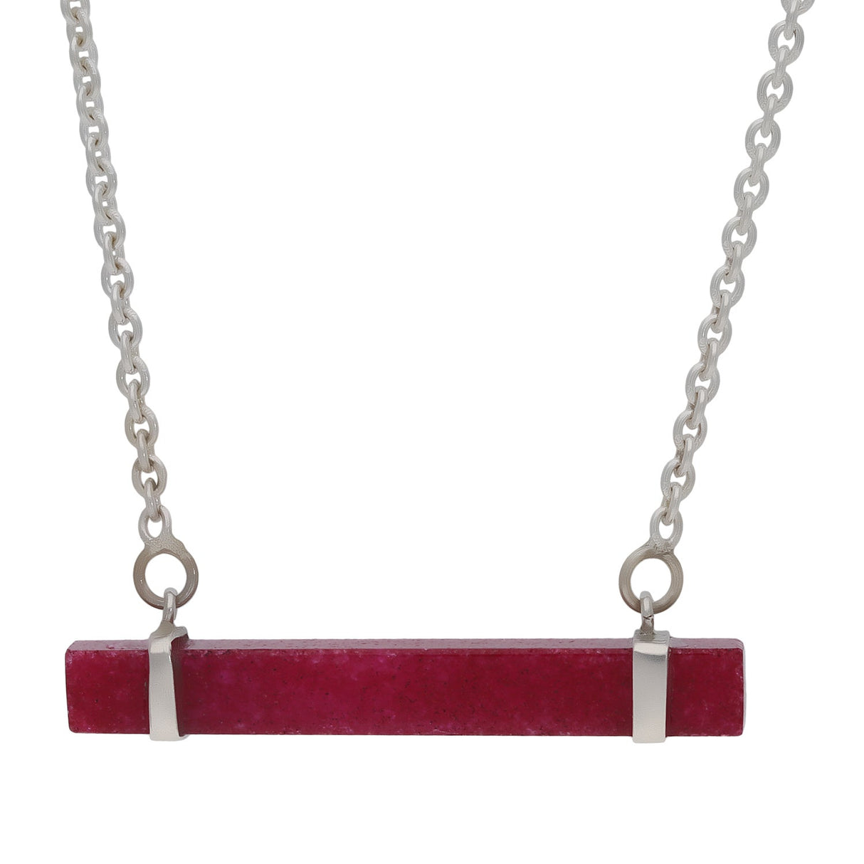 Lange Halskette Gaia, Sterling Silber und Rubin - PerlineBeads