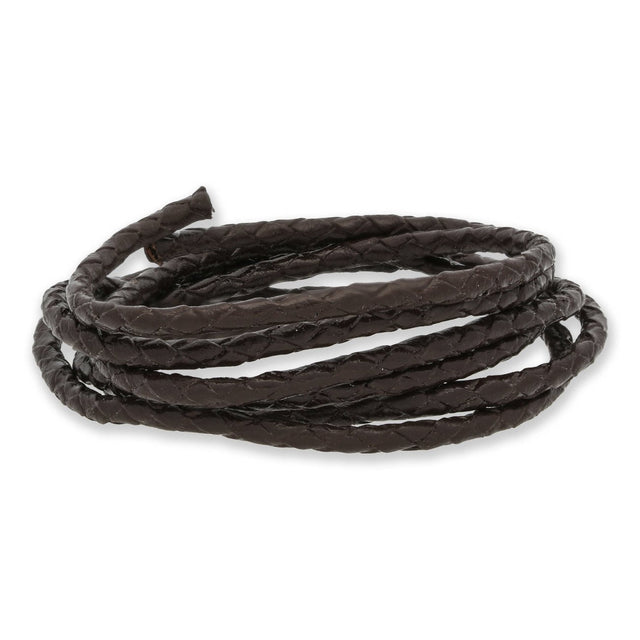 Lederkordel geflochten Ø 3 mm - Braun - PerlineBeads