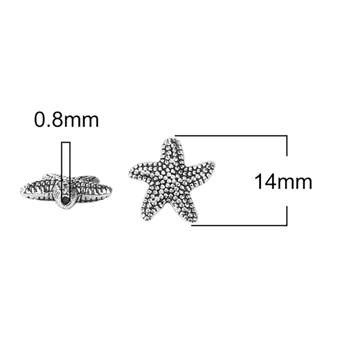 Metallperle / Spacer Seestern 14 x 14 mm - Silber antik - PerlineBeads