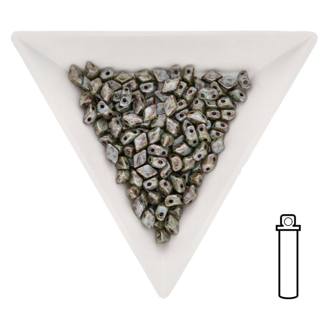 Mini GemDuo 6x4 mm - Chalk Blue Glaze - PerlineBeads