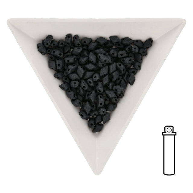 Mini GemDuo 6x4 mm - Jet Mat - PerlineBeads