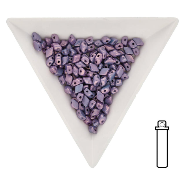 Mini GemDuo 6x4 mm - Vega on Chalk - PerlineBeads