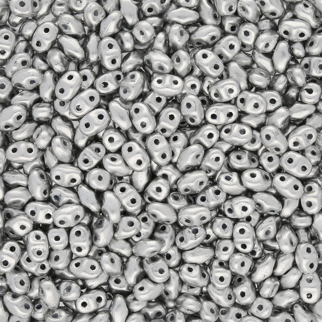 MiniDuo 2x4 mm - Matte Metallic Silver - PerlineBeads