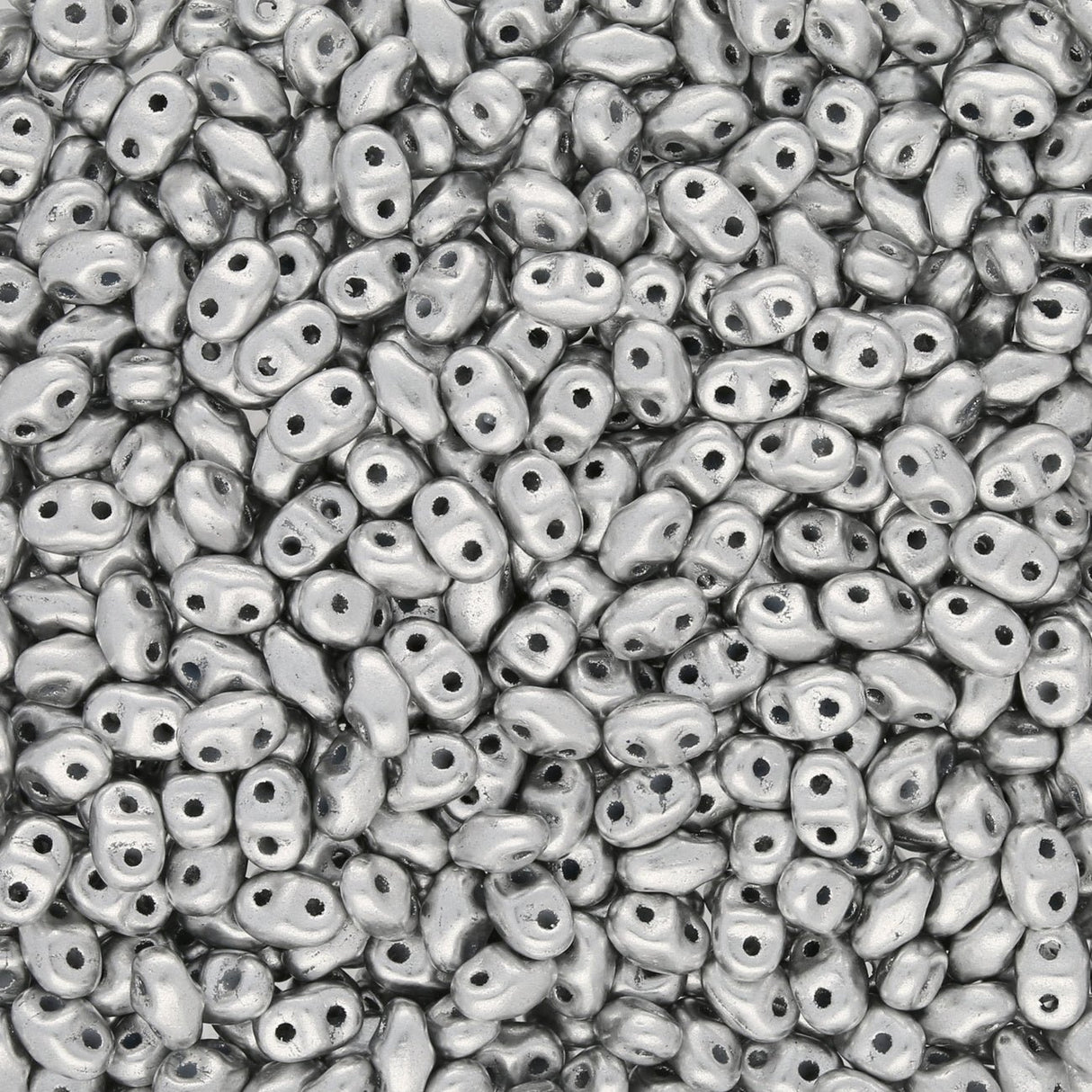 MiniDuo 2x4 mm - Matte Metallic Silver - PerlineBeads