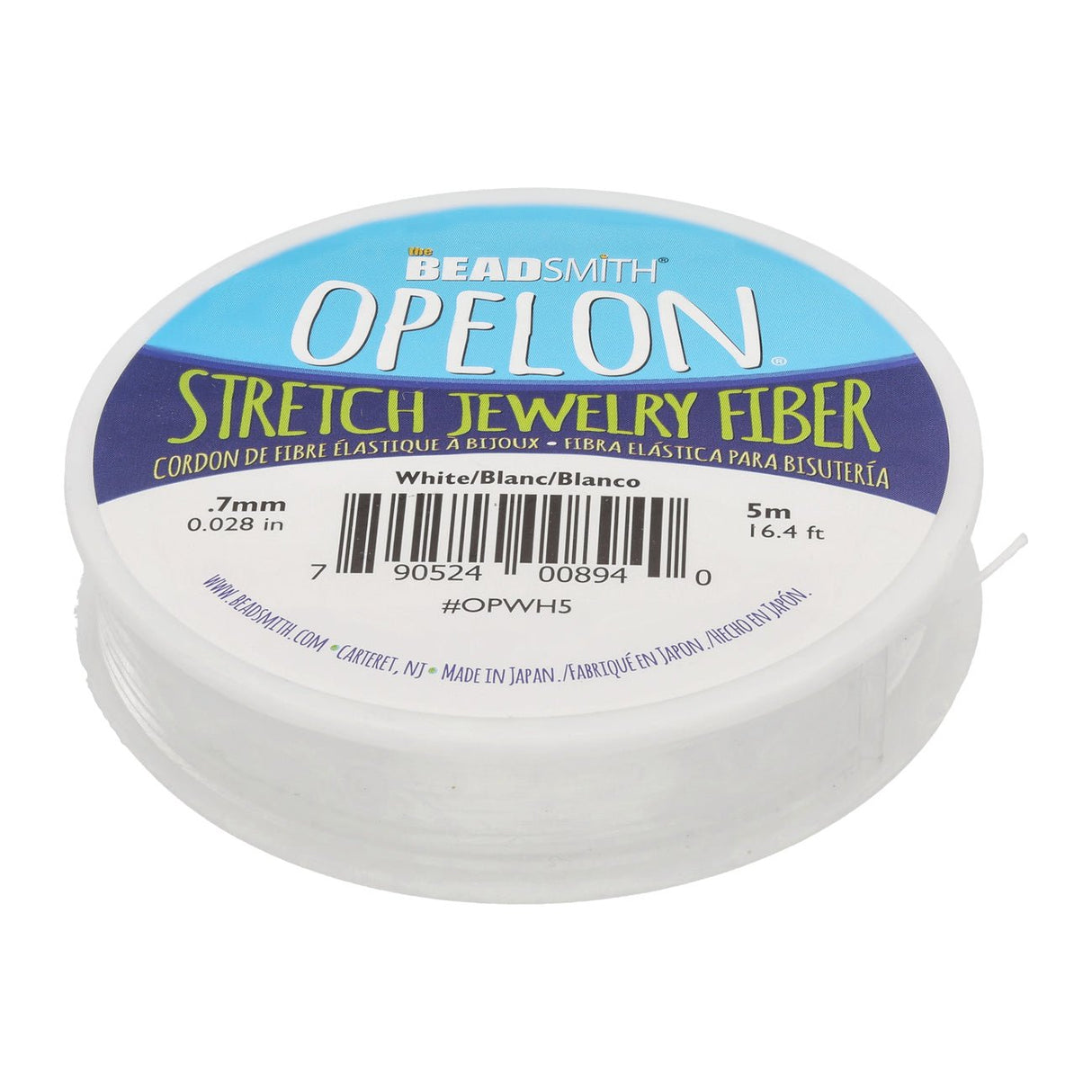 Opelon elastische Schmuck-Faserkordel 0.7 mm - weiss - PerlineBeads