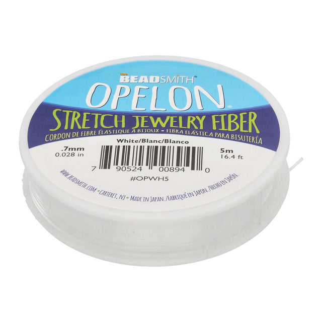 Opelon elastische Schmuck-Faserkordel 0.7 mm - weiss - PerlineBeads
