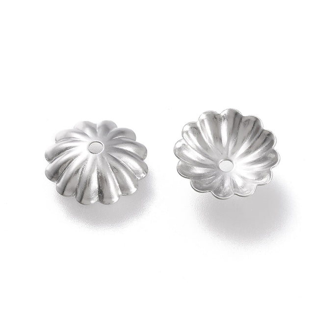 Perlenkappen Blumenform – 9,5 x 10 mm - Stahl - PerlineBeads