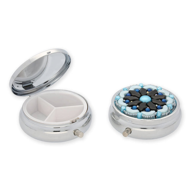 Pillendoese aus Metall mit drei Fächern - PerlineBeads