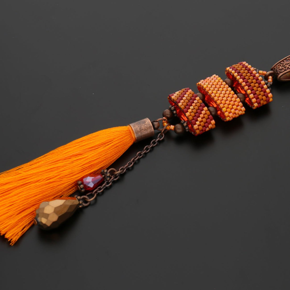 Quaste aus Nylon 65 x 6 mm - Orange - PerlineBeads