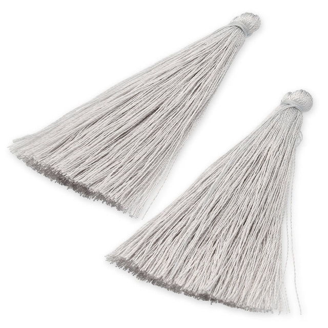 Quaste aus Nylon 70-80 x 8-10 mm - Silbergrau - PerlineBeads