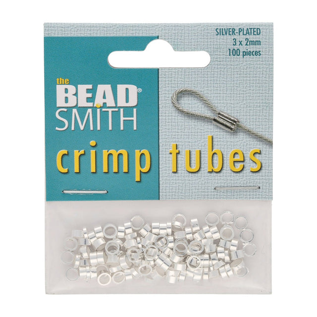 Quetschperlen 4 x 3 mm - Versilbert - PerlineBeads