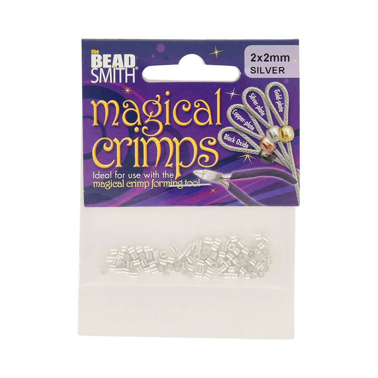 Quetschperlen - Magical Crimps, Rohr 2x2 mm - Versilbert - PerlineBeads