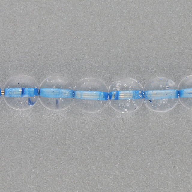 Recycelte Glasperlen 8 mm - Lined Bubbles Blue - PerlineBeads